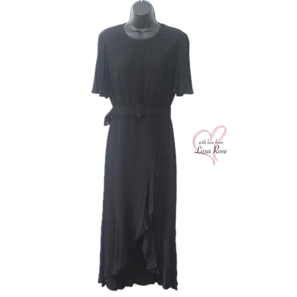 Belted Flutter Hem Wrap Dress (French Connection)